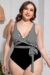 Maillot de bain une pièce rayé à nouer à la taille